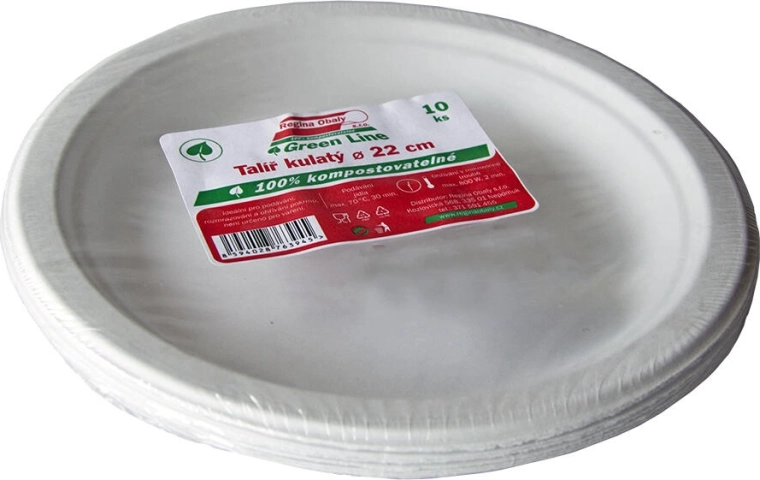 Farfurii plate din trestie de zahăr 22 cm, 10 buc