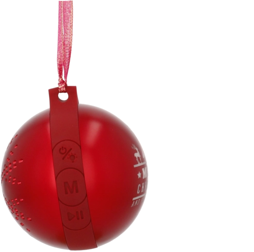 Glob de Crăciun pentru brad cu difuzor Bluetooth, roșu 8,5 × 8,5 × 9,5 cm - 1 bucată