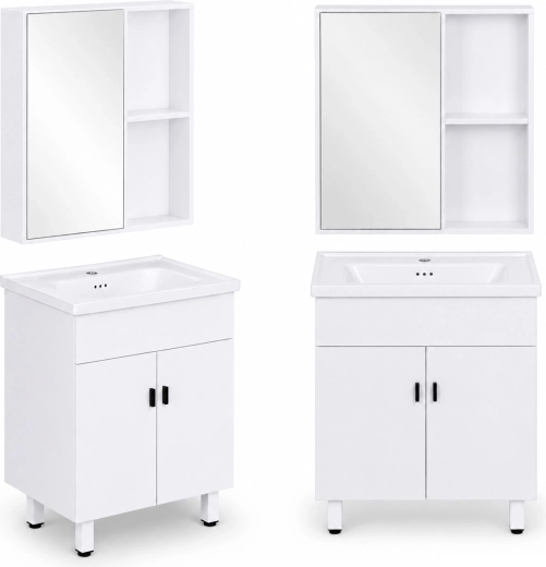 ModernHome dulap de baie cu lavoar și dulap cu oglindă – set