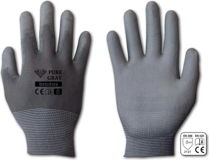 Mănuși de protecție Pure Gray PU mărimea 10 (XL)