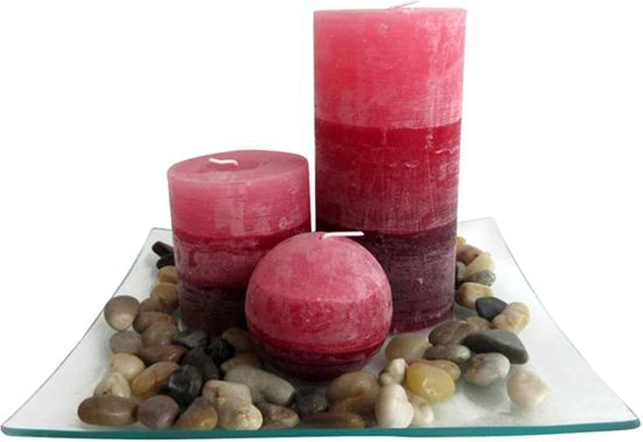 Set cadou de lumânări pe platou de sticlă Provence – scorțișoară