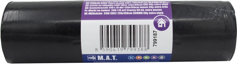 Saci menajeri 240 l, extra rezistenți, negri (8 buc.)
