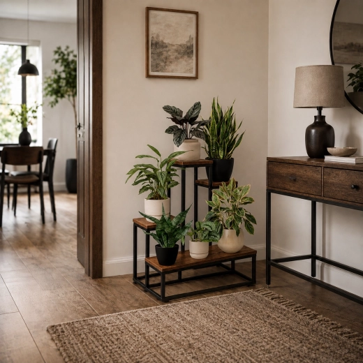 Aspect loft: oțel negru și decor de stejar îmbătrânit