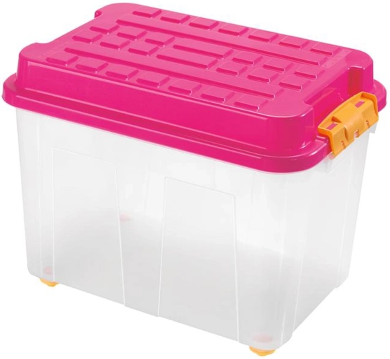 Cutie de depozitare din plastic 75 l, transparentă, stivuibilă 60 × 40 × 46 cm