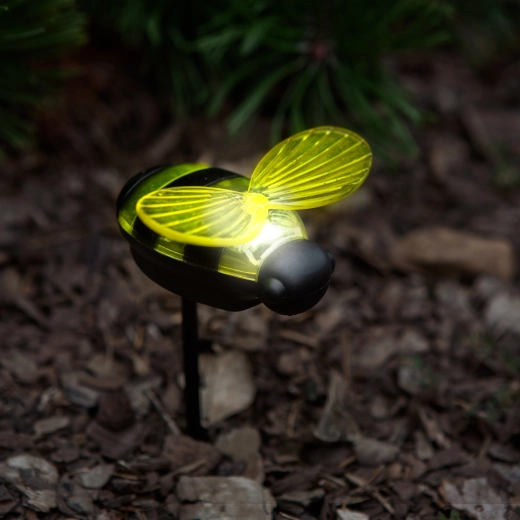 Lampă solară de grădină în formă de albină, cu LED alb