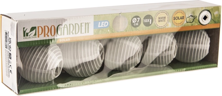 Ghirlandă solară cu lampioane LED albă, 10 buc., 4 m