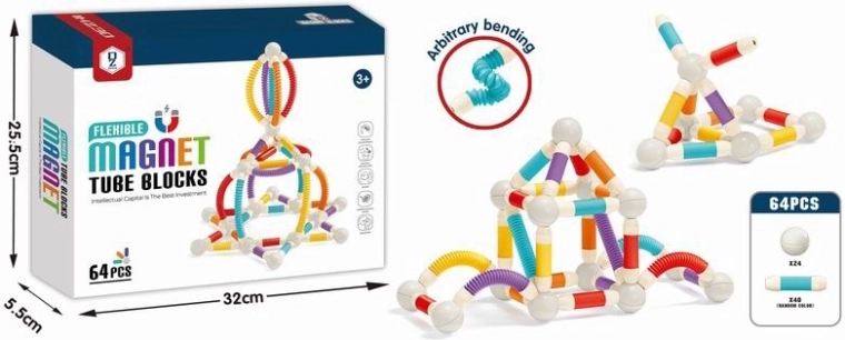 Seturi de construcție magnetice mobile, 64 piese