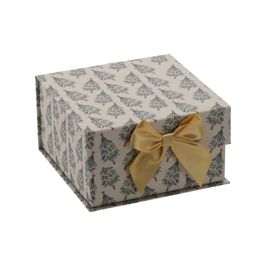 Cutie cadou de Crăciun cu fundă aurie 20 × 20 × 11 cm