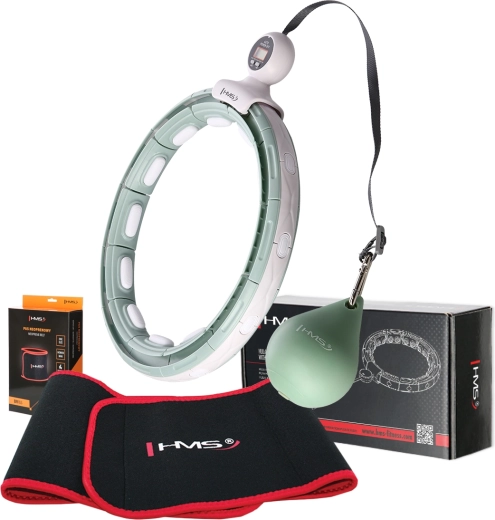 Set cerc hula hoop de masaj cu greutate și contor + brâu subțire HMS