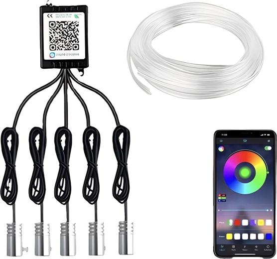 RENEW FORCE iluminare ambientală LED RGB pentru interiorul mașinii 7 m cu control Bluetooth - 1 buc