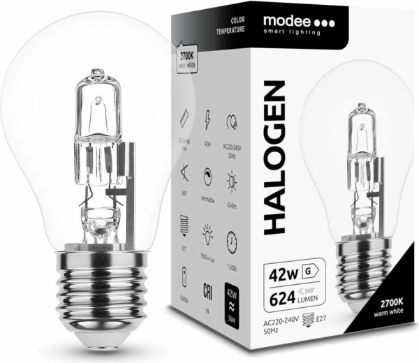 Modee ECO bec halogen A55 42 W E27, 624 lm, alb cald