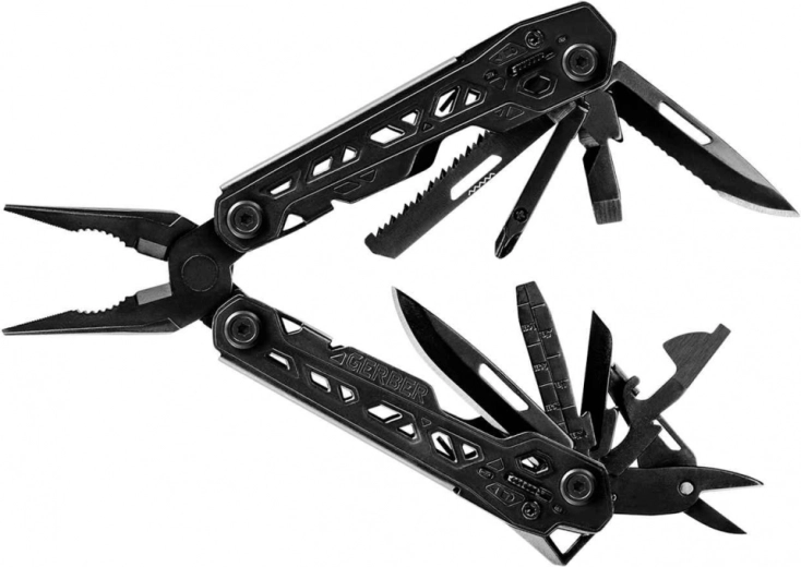 Multitool Gerber Truss Black – unealtă multifuncțională neagră cu 17 funcții și husă