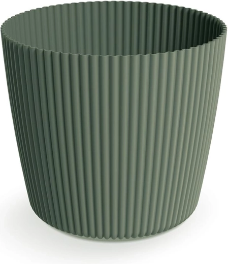 Ghiveci striat Milly Round 19,6 cm – înveliș din plastic verde închis pentru flori