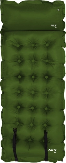 Saltea autogonflabilă NILS Camp cu pernă integrată, verde închis