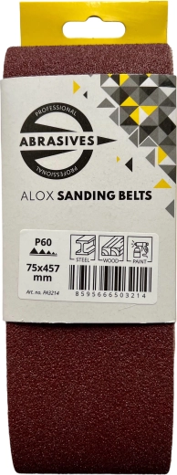 Bandă abrazivă pentru șlefuitoare manuale 75 × 457 mm, granulație 60 (3 buc.)