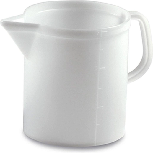 Cană gradată din plastic 2 l cu scară – albă