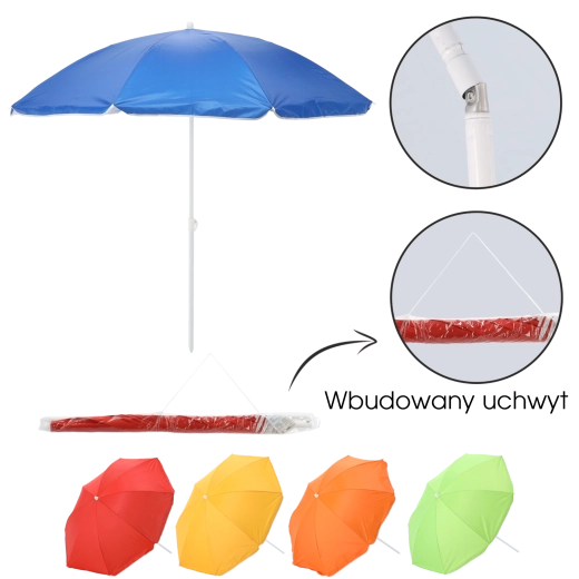 Umbrelă de plajă 155 cm cu articulație, mix de culori