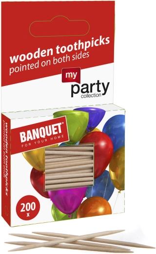 My Party scobitori din lemn cu două vârfuri, 200 buc.