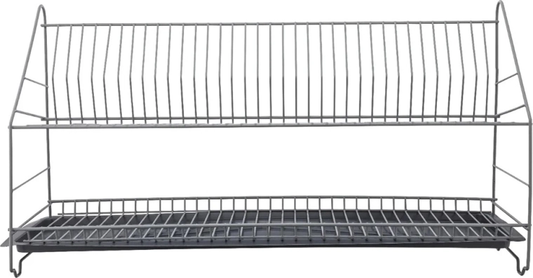 Metpol suport de vase pe două niveluri 80 cm, argintiu, cu tavă de scurgere