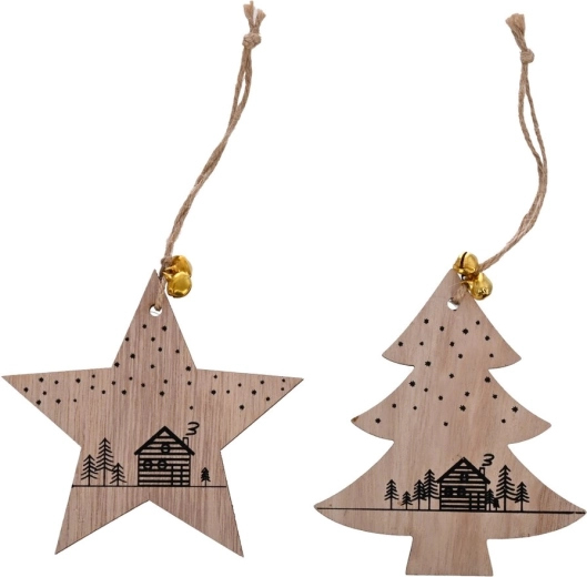 Ornament din lemn bej 11 × 13 cm (2 variante)