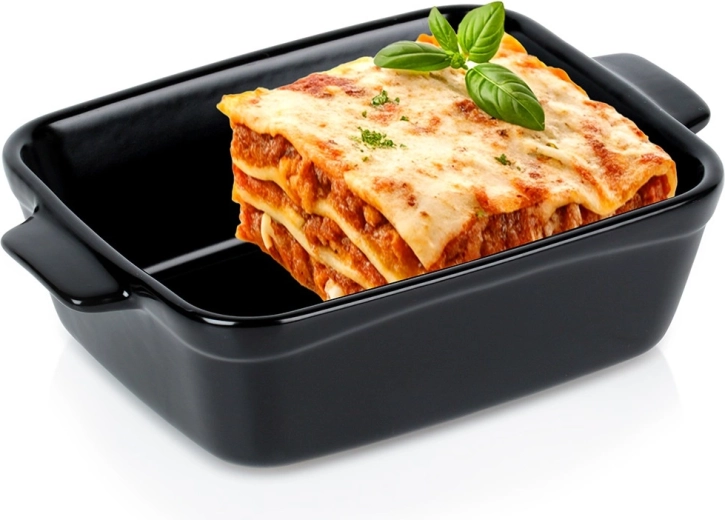 Tavă ceramică pentru gratinat, neagră, 350 ml