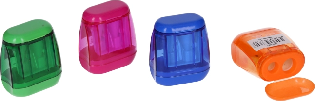 Ascuțitoare pentru două creioane cu rezervor - 4 culori