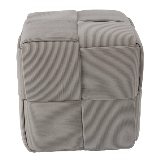 Taburet tricotat în formă de cub, gri deschis, 43 × 43 × 43 cm