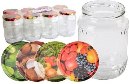 Borcane pentru conservare 720 ml TWIST 82 cu capace, mix de decoruri (8 buc)