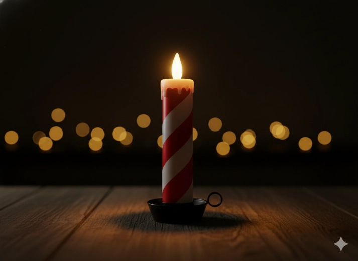 Lumânare LED de Crăciun alb‑roșie 10 × 10 × 27,5 cm cu temporizator