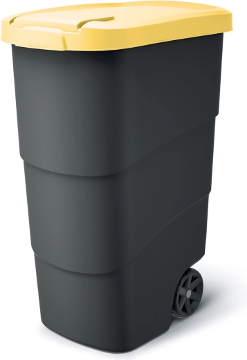 Container de grădină pentru deșeuri WHEELER 90 l, antracit cu capac galben