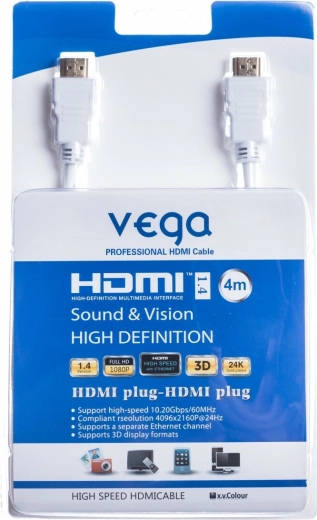 Cablu HDMI 4 m 10,2 Gb/s alb VEGA
