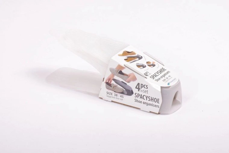 Set de organizatoare pentru pantofi Spacyshoe, 4 buc., transparent (mărimea 38–45)