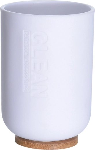 Pahar de baie cu bază din bambus 300 ml, alb