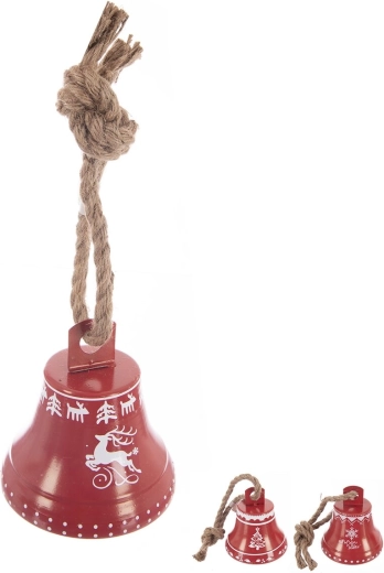 Clopoțel decorativ suspendat din metal și iută, roșu
