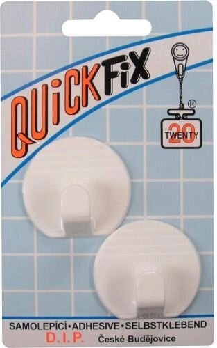 Cârlig rotund autoadeziv, alb, 2 buc