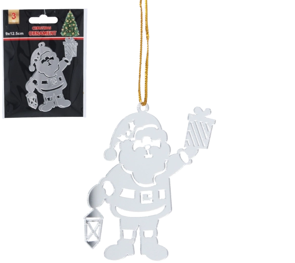 Set de ornamente argintii de Crăciun Moș Nicolae, 3 buc.