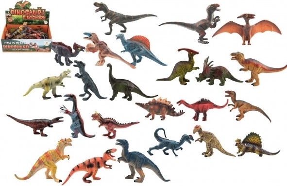 Dinozauri din plastic 11–14 cm, mix de specii în cutie (24 buc.)