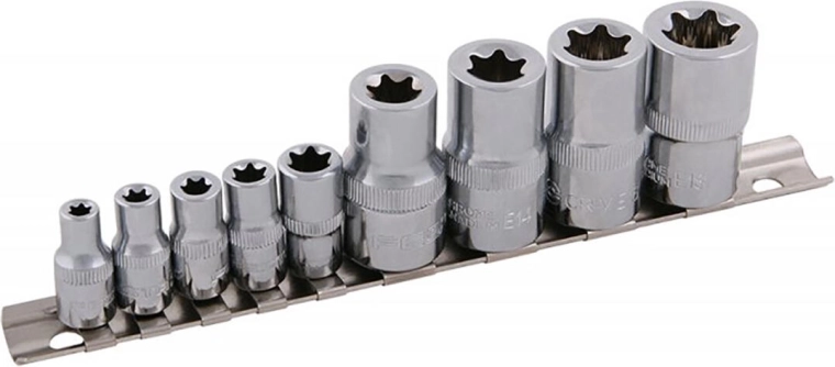 Set de capete tubulare TORX E5–E18 FESTA, 9 piese