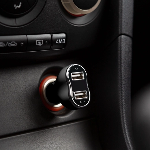Încărcător USB dual pentru brichetă auto, negru