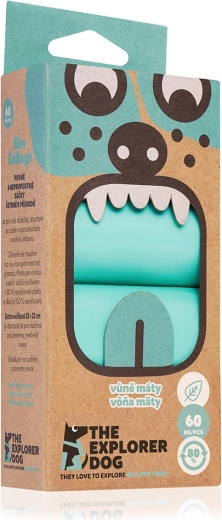 Explorer Dog pungi pentru excremente de câine cu parfum de mentă – reciclate, 60 buc.
