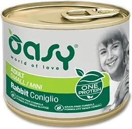 Pate pentru câini Oasy One Protein Adult Small/Mini iepure 200 g