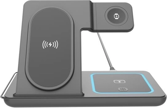Încărcător wireless 3 în 1, 15 W, pentru Apple iPhone, Watch și AirPods – negru