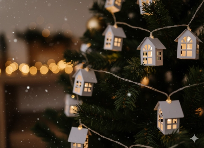 Șir luminos LED cu căsuțe metalice, 10 lumini pe baterii