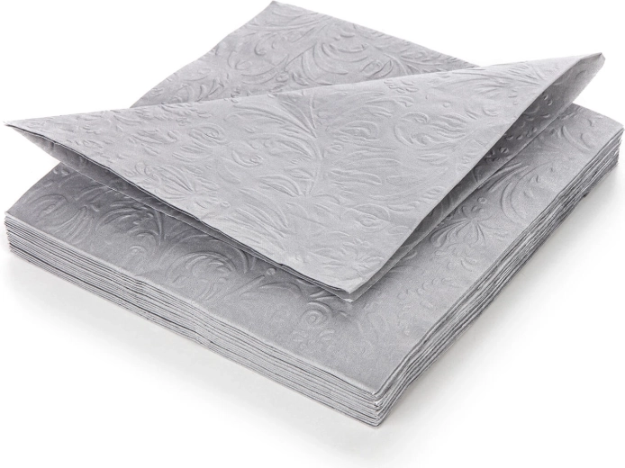 Șervețele de hârtie 33 × 33 cm, gri, 3 straturi, relief, 20 buc