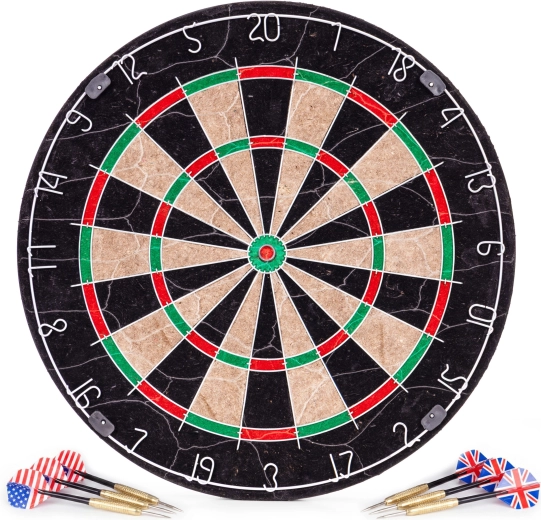 Țintă din sisal pentru darts 46 cm cu 6 săgeți metalice