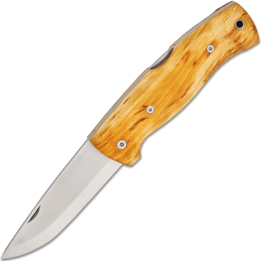 Briceag de buzunar pliabil outdoor Helle Bleja 8,5 cm, mesteacăn creț, teacă din piele - 1 bucată