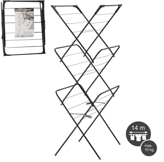 Uscător de rufe pliabil Camilla, negru 62 × 51 × 136,5 cm