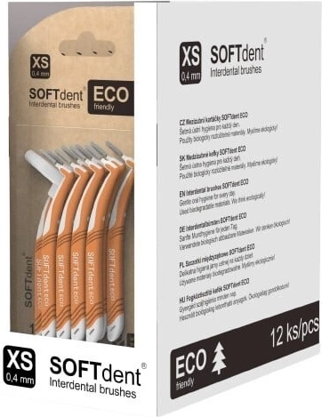 Periuțe interdentare Softdent Eco 0,4 mm XS curbate