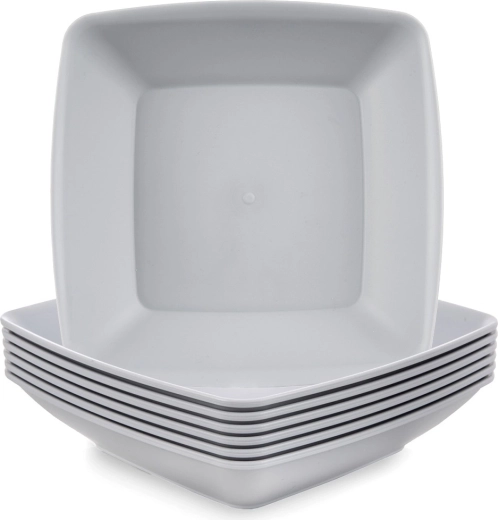 Sandy farfurii adânci din plastic 17,5 cm, 500 ml, gri, 6 buc