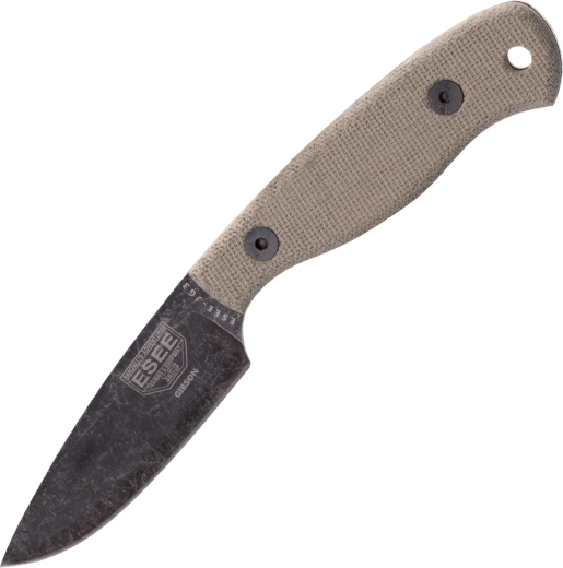 ESEE JG3 Camp-Lore cuțit bushcraft 8,9 cm, stonewash black oxide, micarta maro, teacă din piele